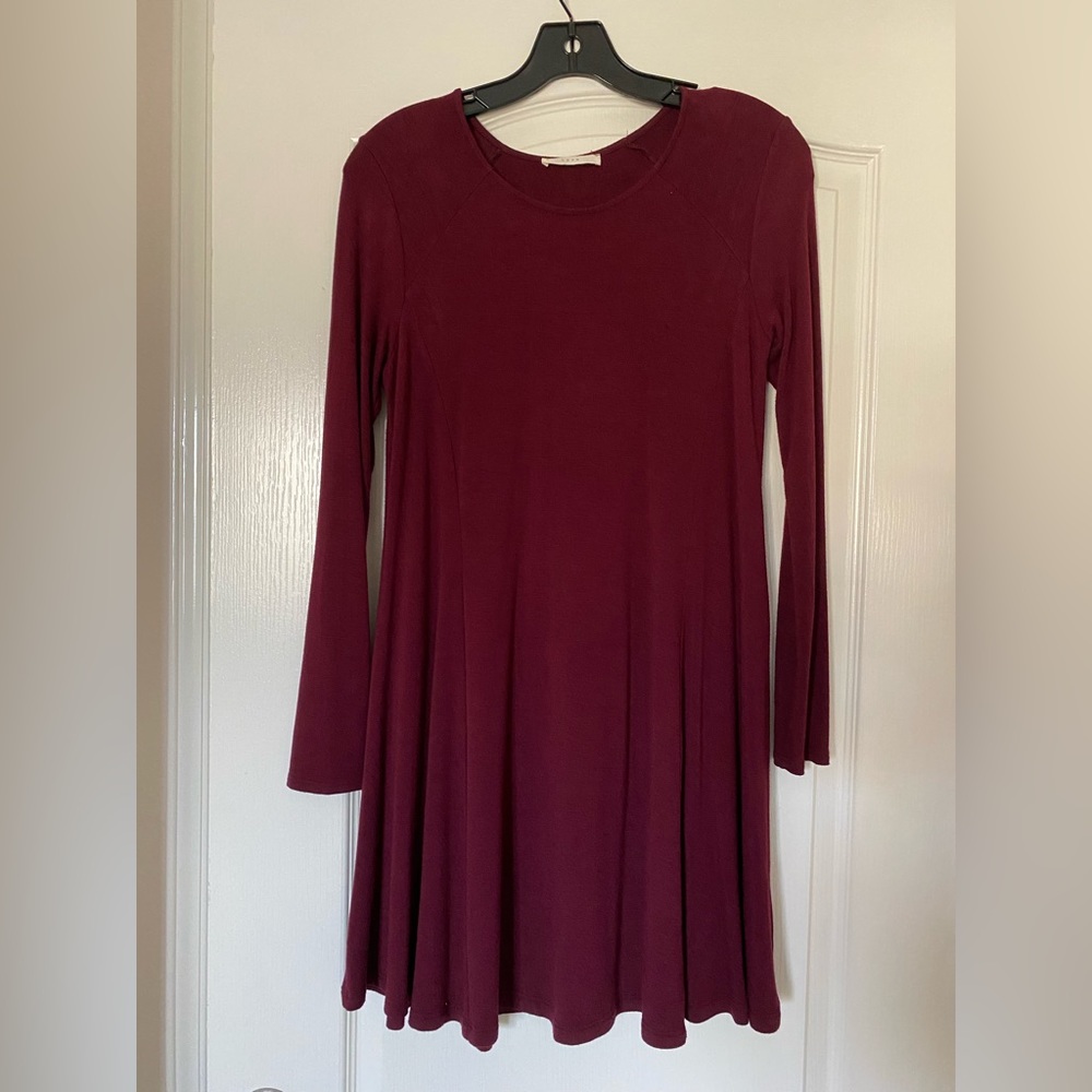 Burgundy jersey knit dress